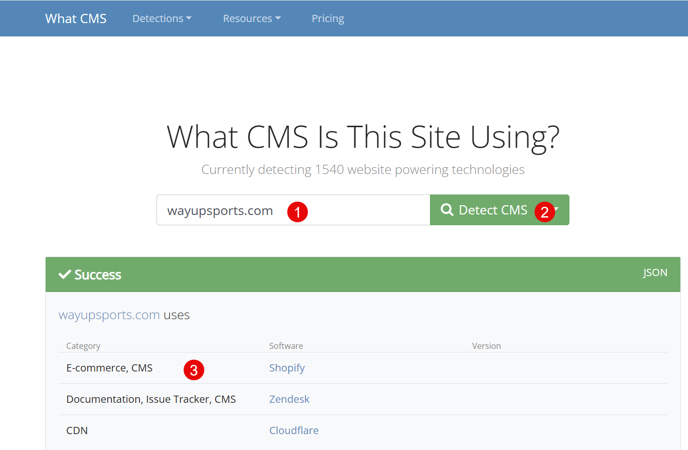 {معرفة CMS الموقع?}