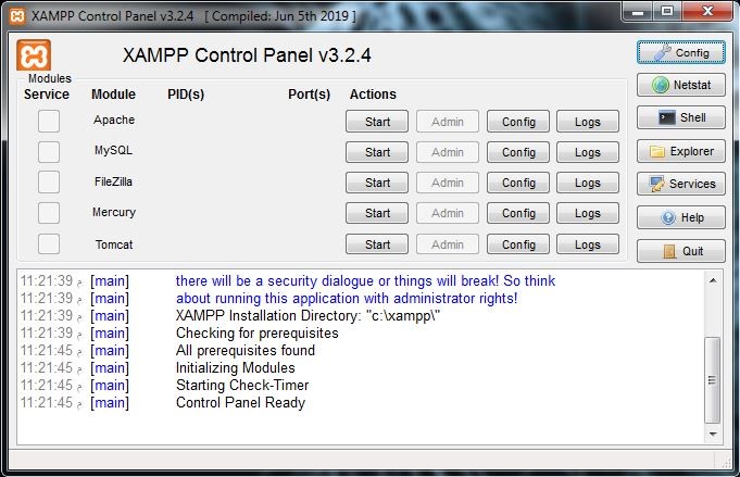 14 الواجهة الرئيسية الخاصة بالبرامج برنامج XAMPP