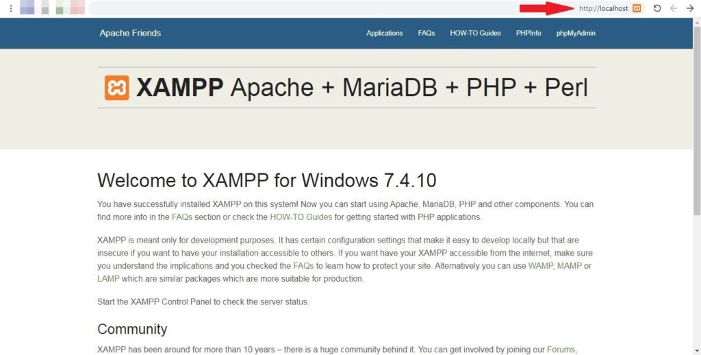 17 فتح المتصفح برنامج XAMPP