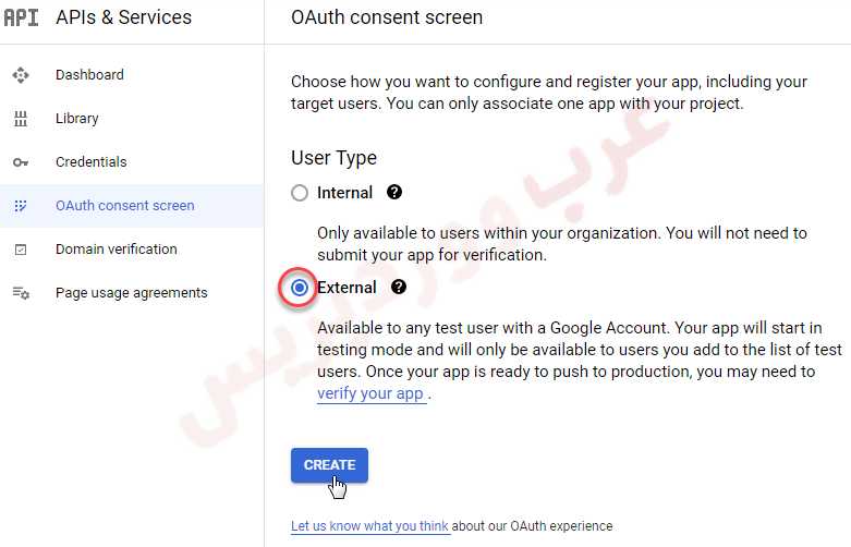 oAuth consent screen - external