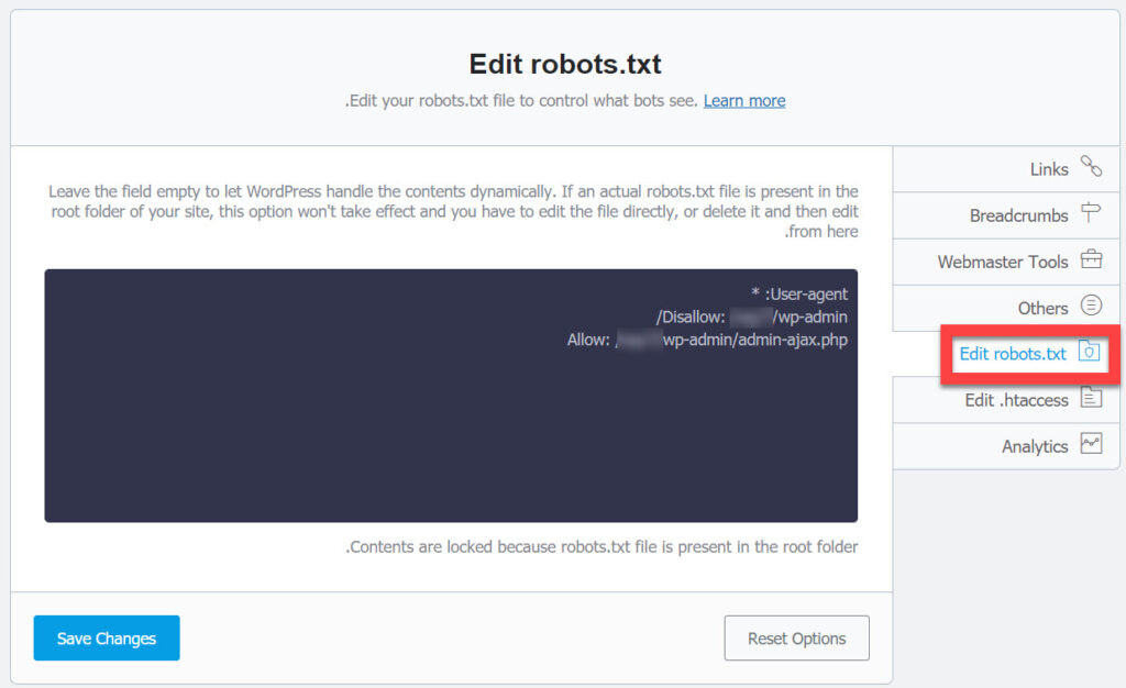 تعديل ملف robots.txt باستخدام رانك ماث