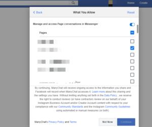 4 - Choose What You Allow in facebook manychat