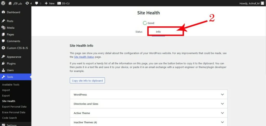 2 - site health - info