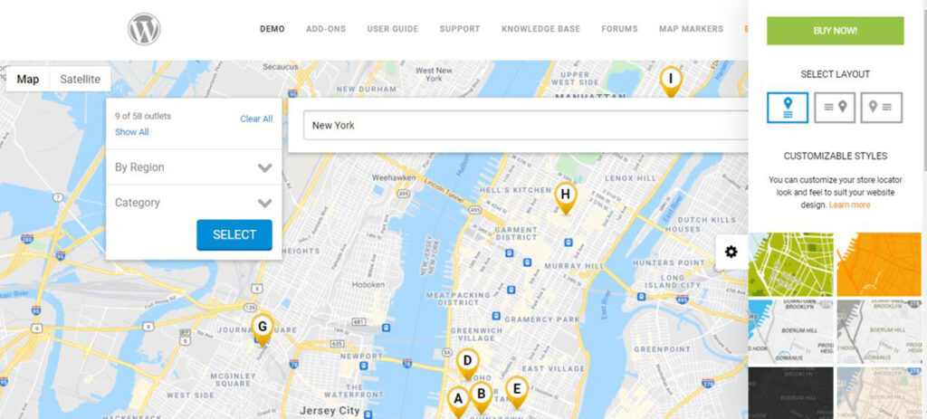 إضافة Super Store Finder إضافات الخرائط في الووردبريس