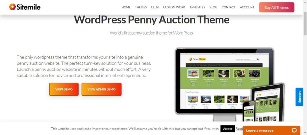 قالب Penny Auction إنشاء موقع مزادات بالووردبريس