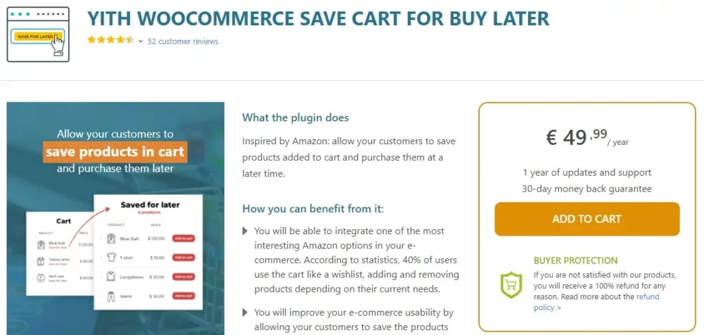 8. إضافة YITH WooCommerce Save Cart For Buy Later