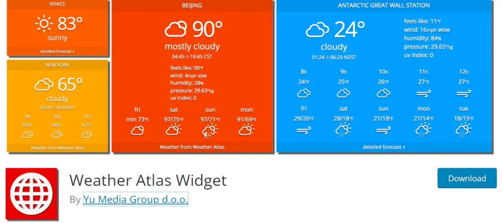 3. إضافة Weather Atlas Widget