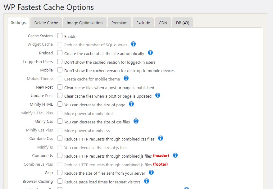 واجهة استخدام إضافة WP Fastest Cache لزيادة سرعة موقع الووردبريس