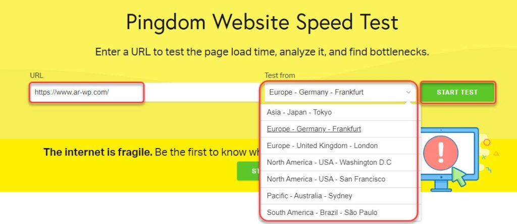كيفية قياس سرعة الموقع باستخدام أداة Pingdom