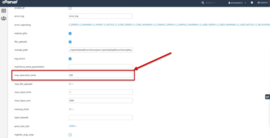 06- زيادة حد التنفيذ الأقصى Max Execution Time في لوحة التحكم cPanel لحل مشكلة خطأ 504 Gateway Timeout Error