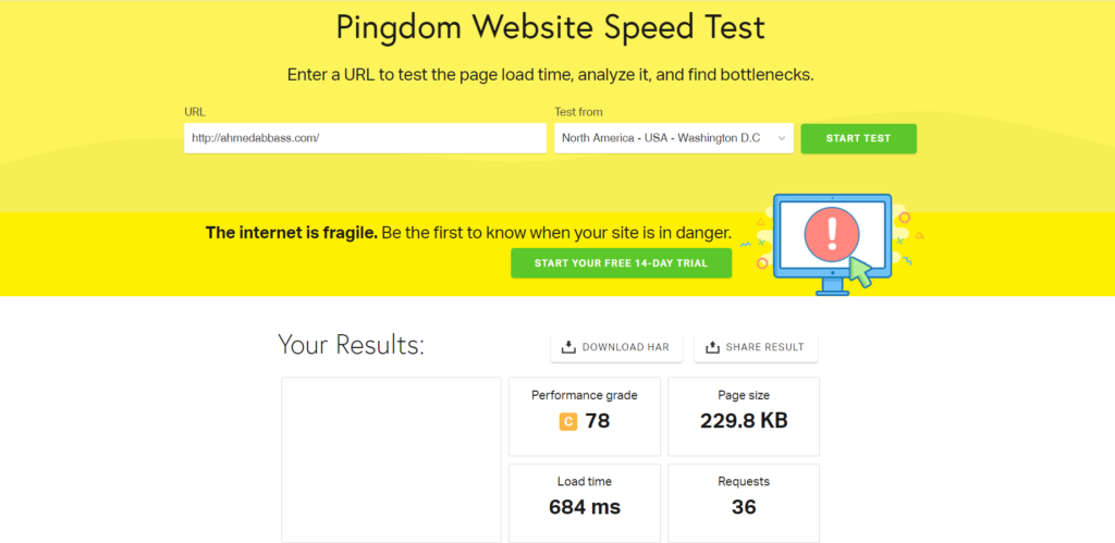 04 -  أداة Pingdom لقياس سرعة الموقع الإلكتروني