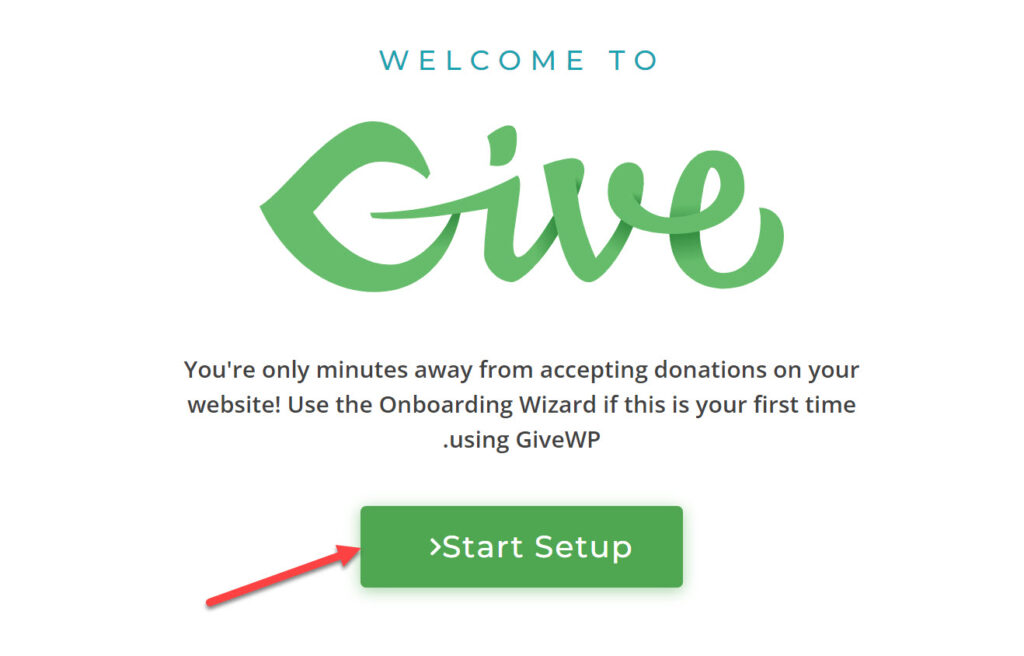 النقر على زر Start Setup لبدء إعداد الموقع من أجل إضافة وظيفة جمع التبرعات