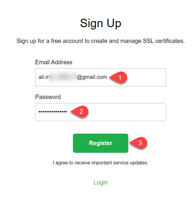 التسجيل في SSL For Free للحصول على شهادة SSL مجانية